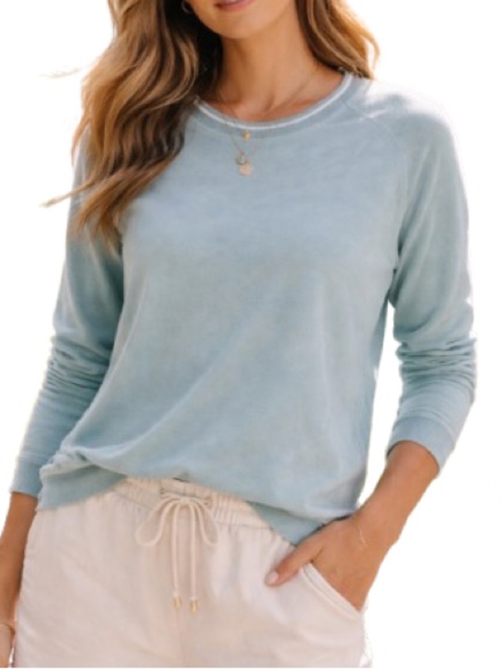 Z Supply Velour Sweatshirt Sage Green Crewneck Pullover Cozy Soft Large